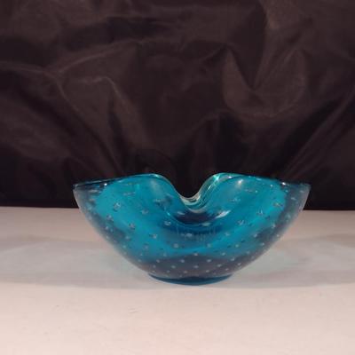 Controlled Bubble Art Glass Bowl