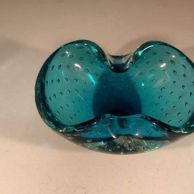 Controlled Bubble Art Glass Bowl