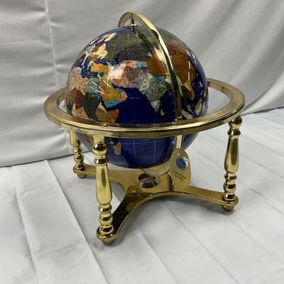 Lot P 673 Gemstone Globe with Four Legged Brass Base