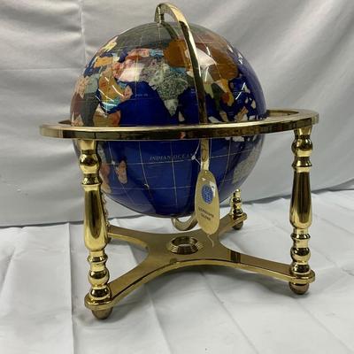 Lot P 673 Gemstone Globe with Four Legged Brass Base