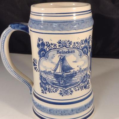 Heineken Blue Delfts Hand Painted Ceramic Stein