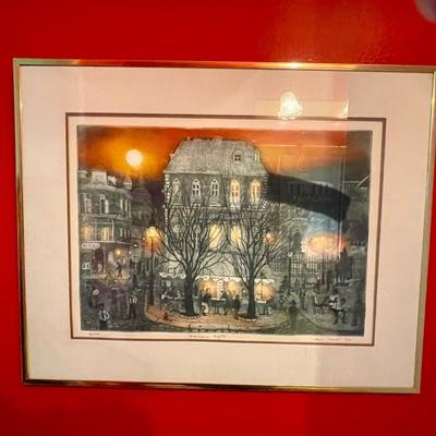 Framed Art: Avi Thaw Signed 'Parisian Nights' Lithograph