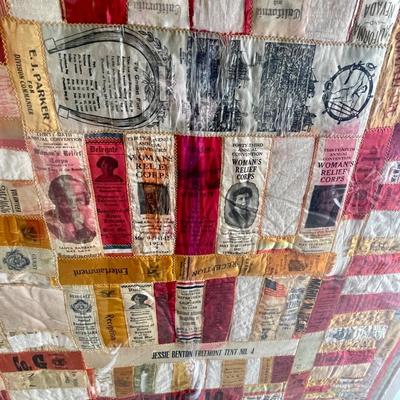 Quilt of Ribbons and Flag Honors- Women's Relief Corps
