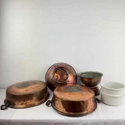 1084 Copper Over Metal Pans/Bowls With Ironstone Double Boiler