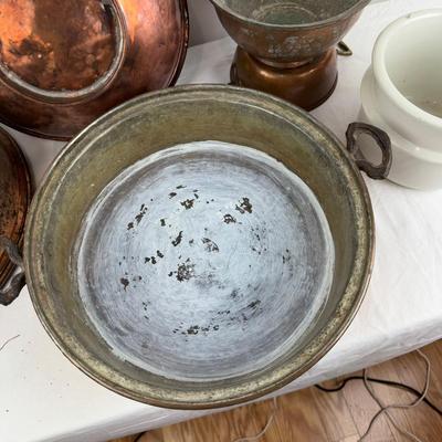 1084 Copper Over Metal Pans/Bowls With Ironstone Double Boiler