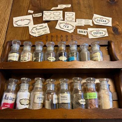 Vintage Spice Rack with Jars