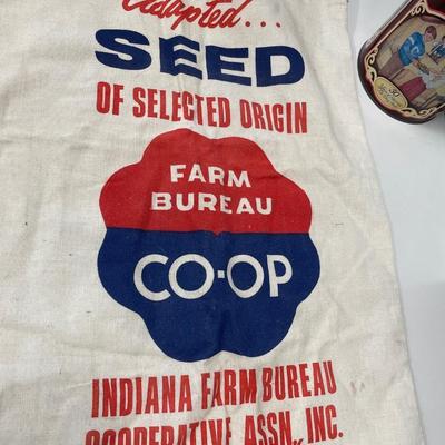 Vintage seed bag and tins