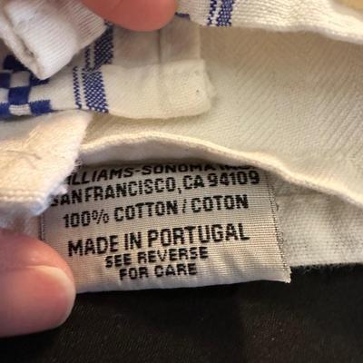 Large Royal Staffordshire Dinnerware Plate Made in England and Various Crisp Blue Patterend Dish Towels