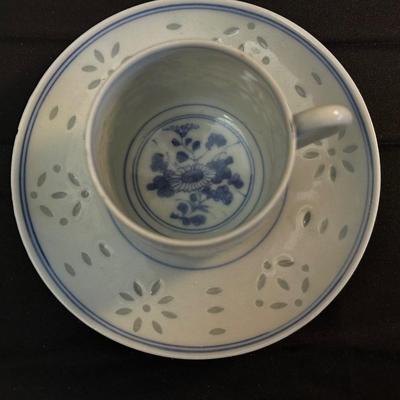 Large Royal Staffordshire Dinnerware Plate Made in England and Various Crisp Blue Patterend Dish Towels