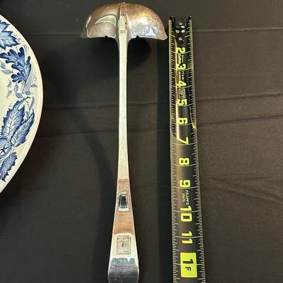 Large Royal Staffordshire Dinnerware Plate Made in England and Various Crisp Blue Patterend Dish Towels