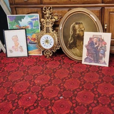 Five wall pieces includes New Haven wall clock