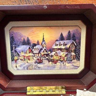Lot of Christmas Decor including Thomas Kinkade’s Holiday Music Box, Snowman Oval Platter and More!