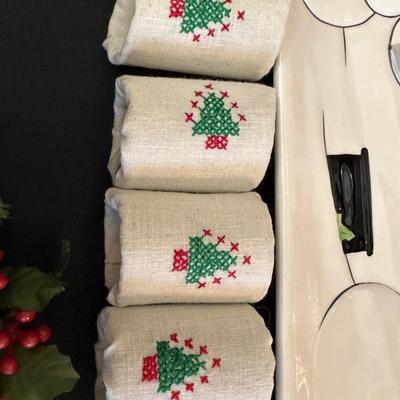 Lot of Christmas Decor including Snowman plates, Vintage Holly Berry Food Runners, Avon Santa Town Reindeer Lodge and More!