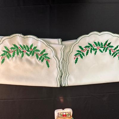 Lot of Christmas Decor including Snowman plates, Vintage Holly Berry Food Runners, Avon Santa Town Reindeer Lodge and More!