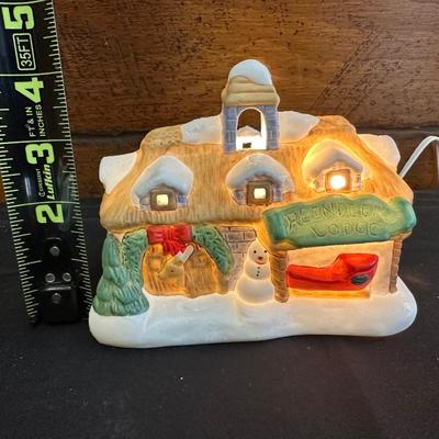 Lot of Christmas Decor including Snowman plates, Vintage Holly Berry Food Runners, Avon Santa Town Reindeer Lodge and More!