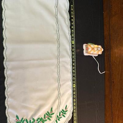 Lot of Christmas Decor including Snowman plates, Vintage Holly Berry Food Runners, Avon Santa Town Reindeer Lodge and More!