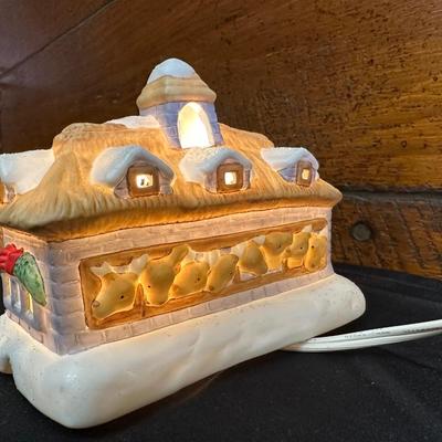 Lot of Christmas Decor including Snowman plates, Vintage Holly Berry Food Runners, Avon Santa Town Reindeer Lodge and More!