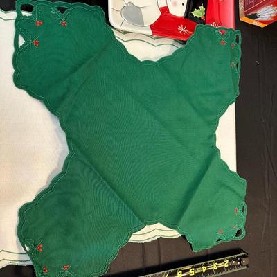 Lot of Christmas Decor including Snowman plates, Vintage Holly Berry Food Runners, Avon Santa Town Reindeer Lodge and More!