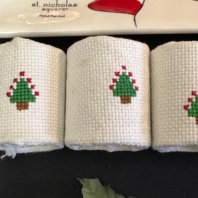 Lot of Christmas Decor including Snowman plates, Vintage Holly Berry Food Runners, Avon Santa Town Reindeer Lodge and More!