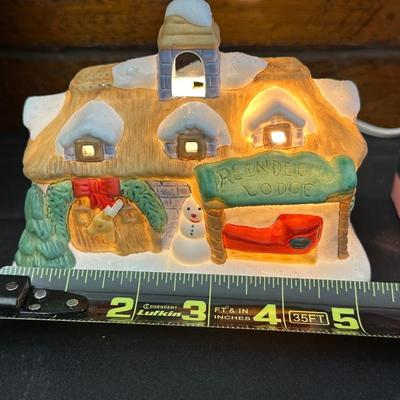 Lot of Christmas Decor including Snowman plates, Vintage Holly Berry Food Runners, Avon Santa Town Reindeer Lodge and More!