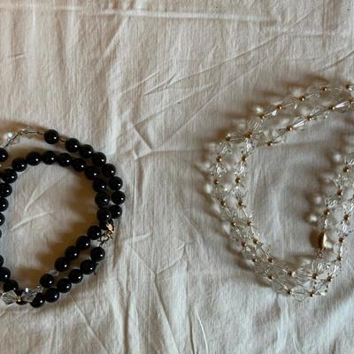 Lot of 2 Vintage Gold toned and Crystal Necklaces