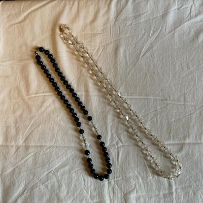 Lot of 2 Vintage Gold toned and Crystal Necklaces
