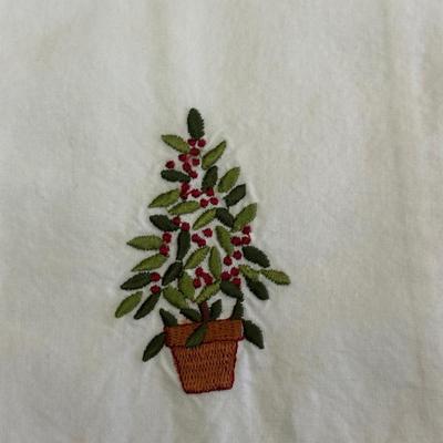 Lot of Christmas Decor including Vintage Red Table Cloth, Hand Knitted Pillow and More!