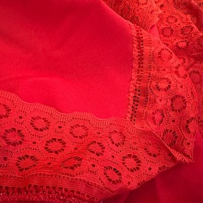 Lot of Christmas Decor including Vintage Red Table Cloth, Hand Knitted Pillow and More!