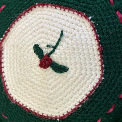 Lot of Christmas Decor including Vintage Red Table Cloth, Hand Knitted Pillow and More!