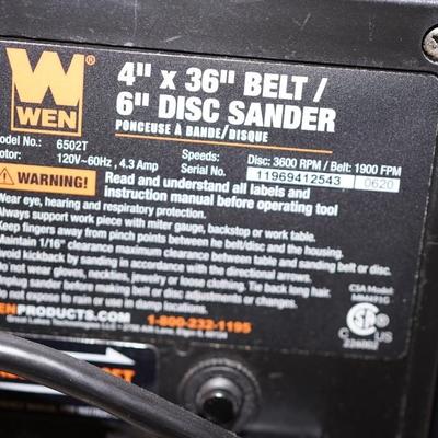 WEN BENCH TOP BELT AND DISC SANDER TABLE TOP 4" -36"