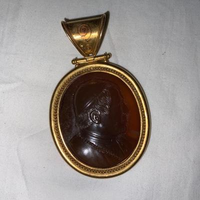 Amber And Gold toned Victorian Inspired Pendent