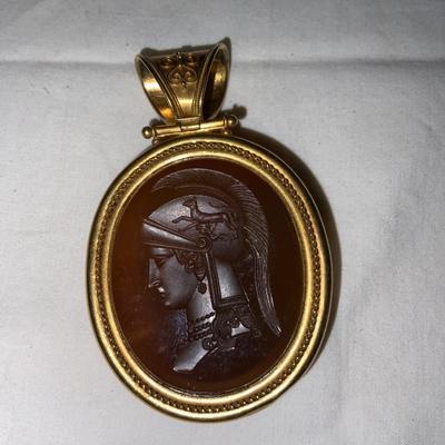 Amber And Gold toned Victorian Inspired Pendent