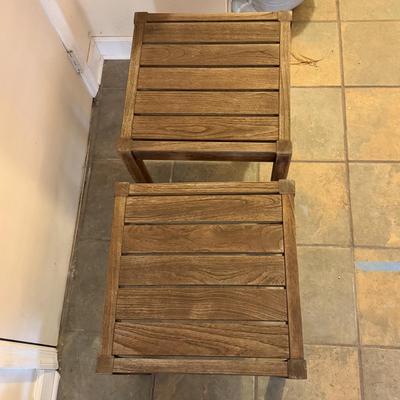 Crate & Barrel Set of Two Matching Teak Side Tables (BD-DZ)