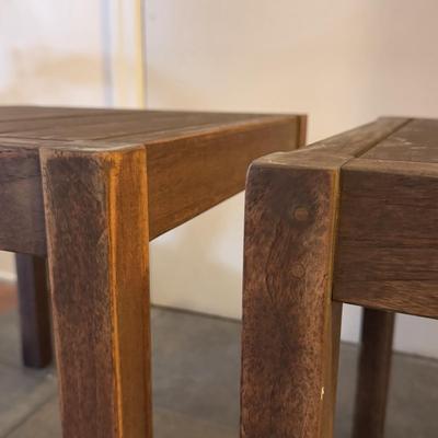 Crate & Barrel Set of Two Matching Teak Side Tables (BD-DZ)