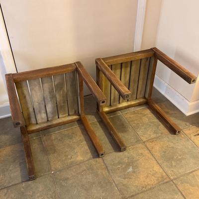 Crate & Barrel Set of Two Matching Teak Side Tables (BD-DZ)