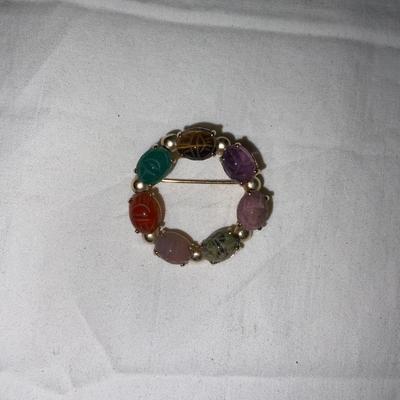 Vintage Egyptian Revival Gold toned Brooch