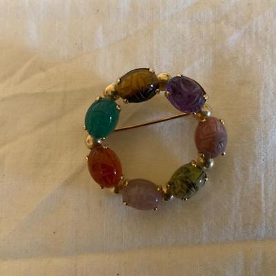 Vintage Egyptian Revival Gold toned Brooch