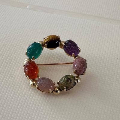 Vintage Egyptian Revival Gold toned Brooch