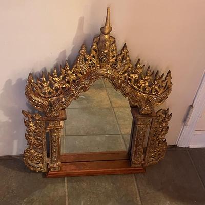 Intricately Carved Gilded Wooden Mirror (LR-RG)