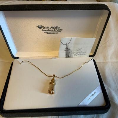 Ballou 14K Lighthouse Necklace and Pendant With Diamond