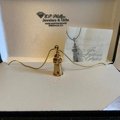 Ballou 14K Lighthouse Necklace and Pendant With Diamond