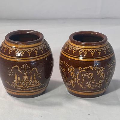 Terracotta Pots & Kammavaca Framed Manuscript (LR-RG)