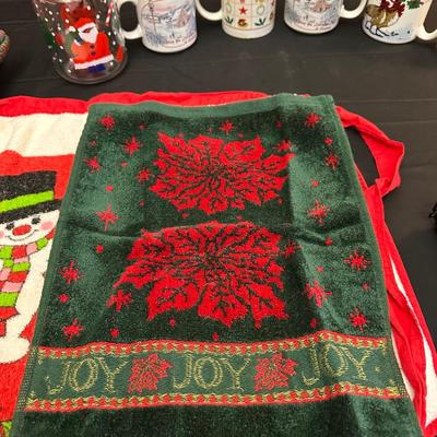 Lot of Vintage Christmas Decor including Mugs, Aprons and More!