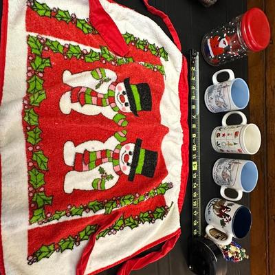 Lot of Vintage Christmas Decor including Mugs, Aprons and More!