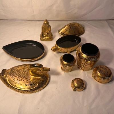 Burmese Laquerware Boxes & Buddha Statue (LR-RG)
