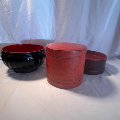Myanmar Monk's Bowl, Lacquerware Betel Boxes (DR-RG)