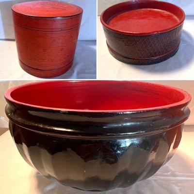 Myanmar Monk's Bowl, Lacquerware Betel Boxes (DR-RG)
