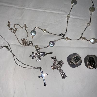 Lot of Sterling Jewelry and Silver Toned Pieces