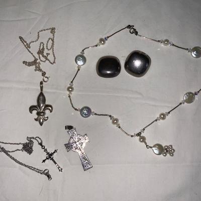 Lot of Sterling Jewelry and Silver Toned Pieces