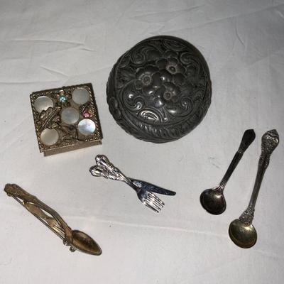 Lot of Misc Trinket boxes and spoons